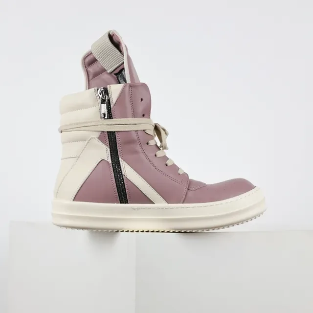 Dusty Pink Leather High-Top Platform Sneakers 7