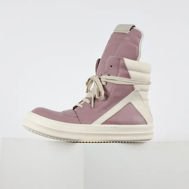 Dusty Pink Leather High-Top Platform Sneakers 9