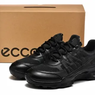 ECCO All-Black Layered Synthetic Mesh Lifestyle Sneakers