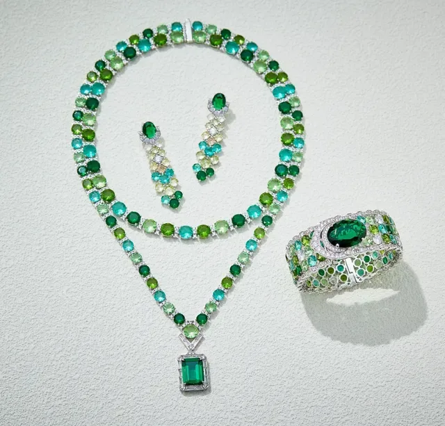 Emerald and Multi-Gem Pavé Bracelet 2