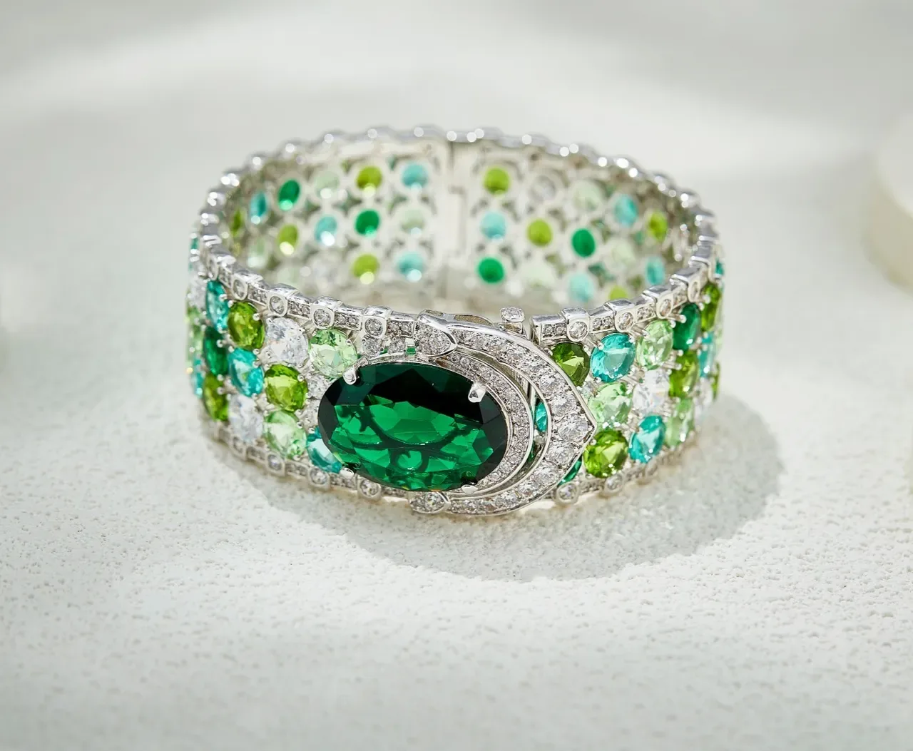 Emerald and Multi-Gem Pavé Bracelet 6