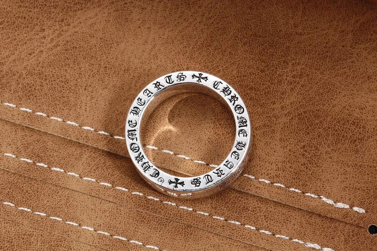 Engraved Sword and Floral Motif Silver Ring 3