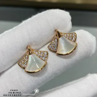 Fan-Shaped Mother-of-Pearl and Pavé Stone Earrings