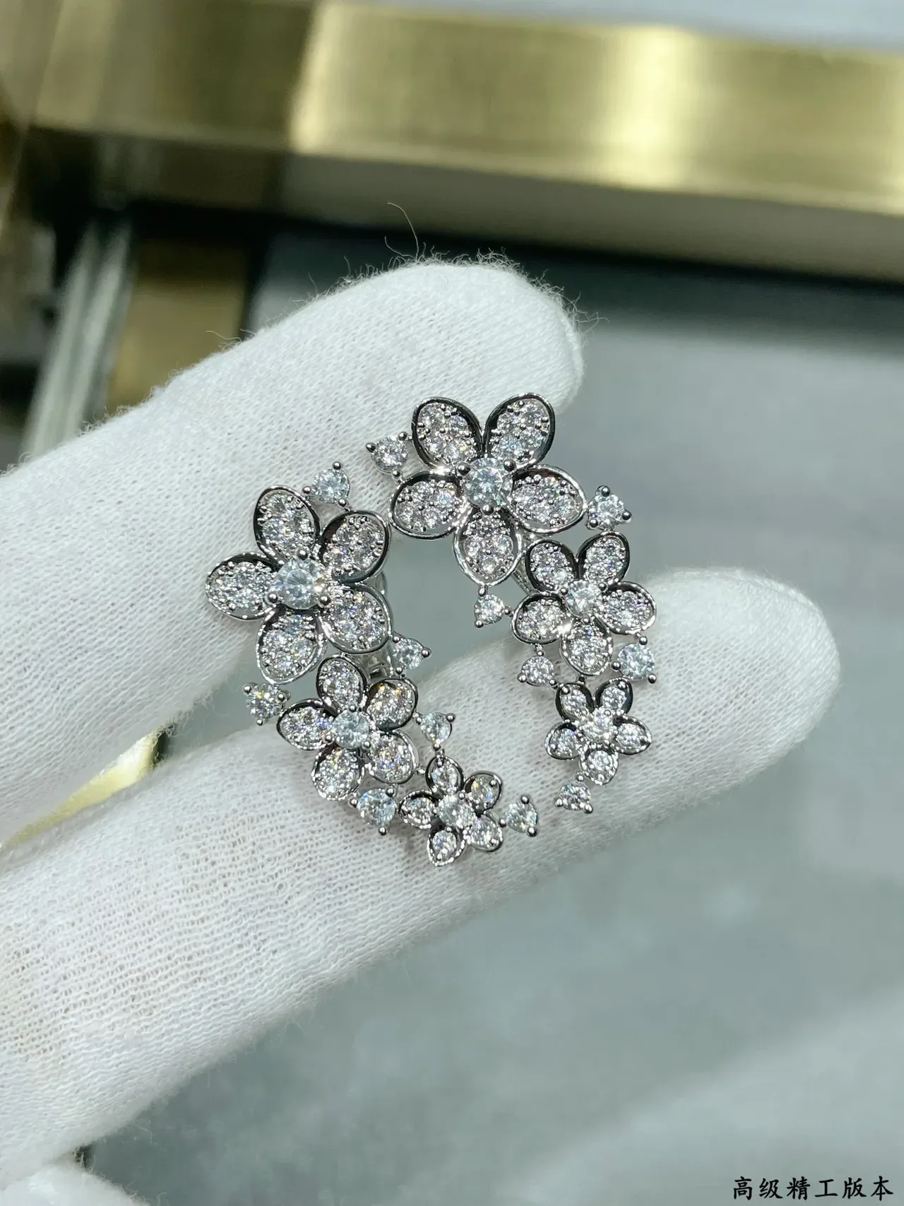 Floral Cluster Pavé-Set Stone Earrings 2