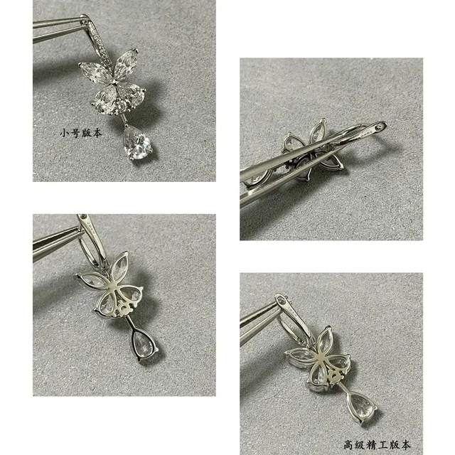 Floral Motif Marquise and Pear-Cut Drop Earrings 2