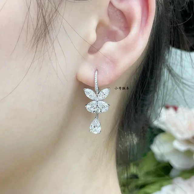 Floral Motif Marquise and Pear-Cut Drop Earrings 8
