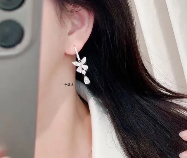 Floral Motif Marquise and Pear-Cut Drop Earrings 9