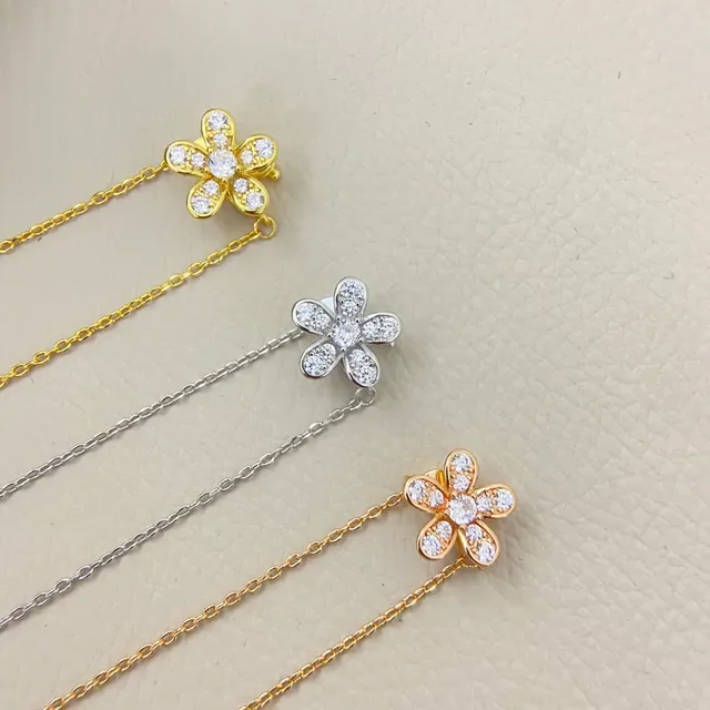 Floral Pavé Crystal Dual-Flower Pendant Necklaces 3