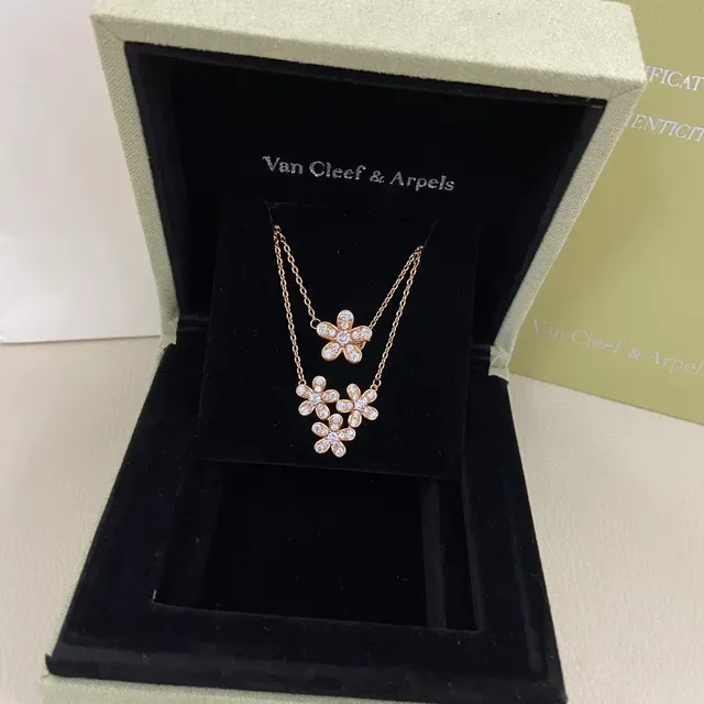 Floral Pavé Crystal Dual-Flower Pendant Necklaces 4