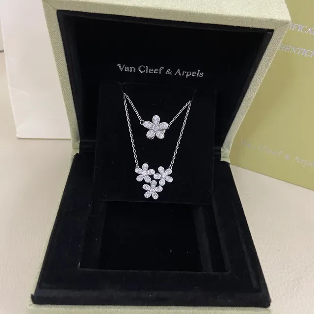 Floral Pavé Crystal Dual-Flower Pendant Necklaces 6