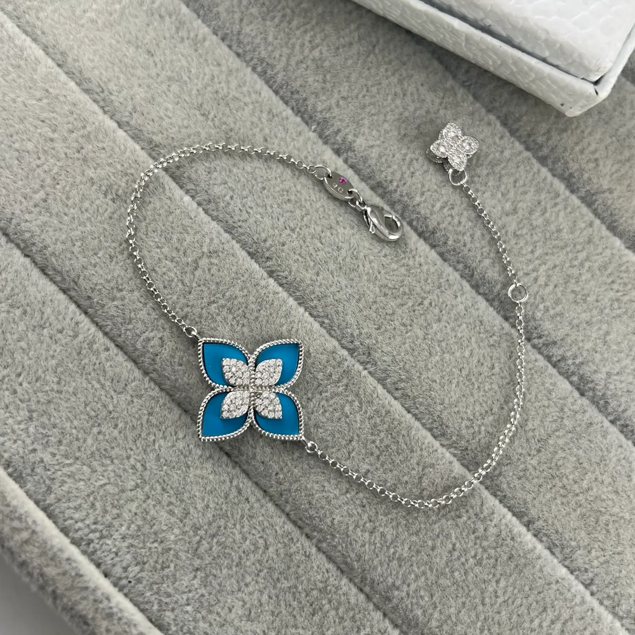 Floral Quatrefoil Enamel and Crystal Pendant Bracelets 6