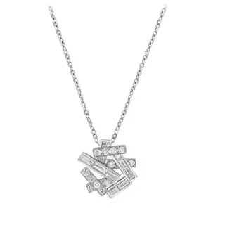 Collier pendentif abstrait à diamants géométriques