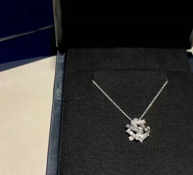 Geometric Diamond-Set Abstract Pendant Necklace 3