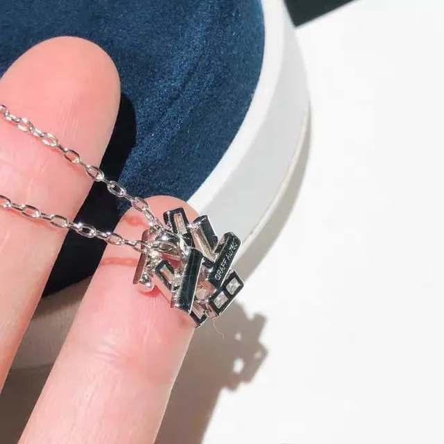 Geometric Diamond-Set Abstract Pendant Necklace 4