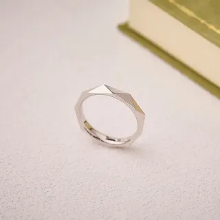 জ্যামিতিক ফেসেটেড পলিশড সিলভার আংটি