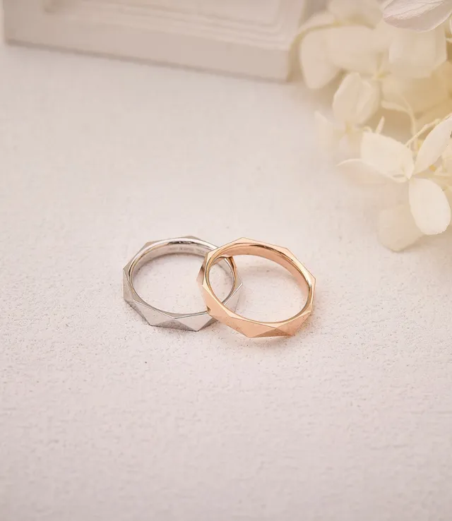 Geometric Faceted Polished Silver Ring 2