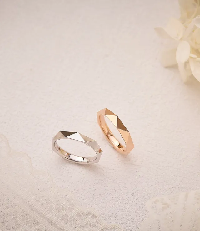 Geometric Faceted Polished Silver Ring 3