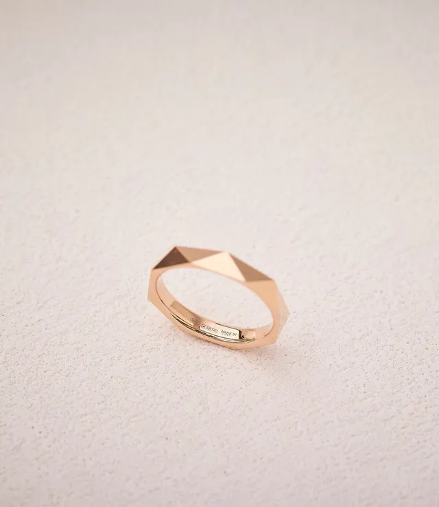 Geometric Faceted Polished Silver Ring 4