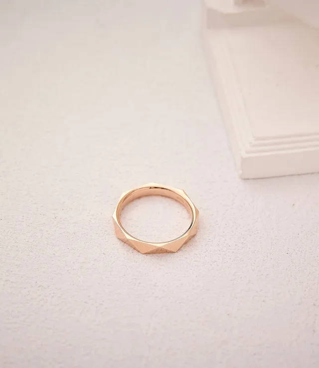 Geometric Faceted Polished Silver Ring 6