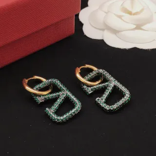 Geometric Pavé Green and Gold Hoop Earrings