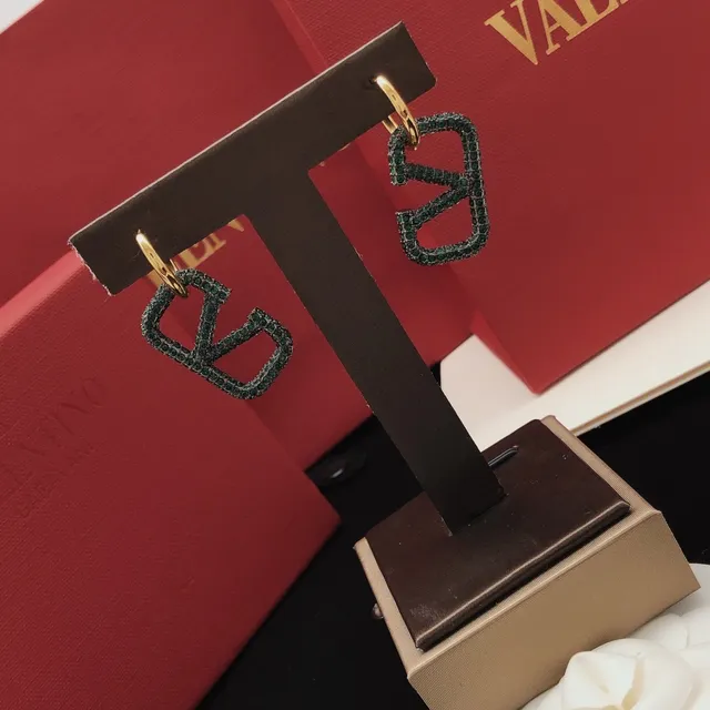 Geometric Pavé Green and Gold Hoop Earrings 2