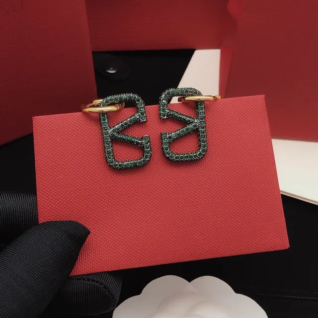 Geometric Pavé Green and Gold Hoop Earrings 3
