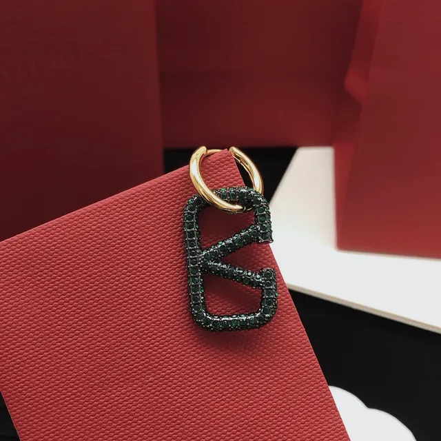 Geometric Pavé Green and Gold Hoop Earrings 4