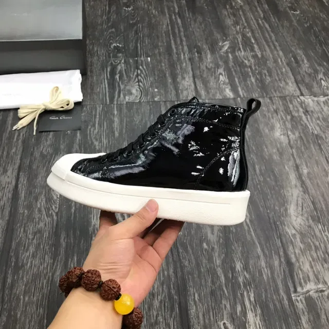 Glossy Black and White High-Top Platform Sneakers 3