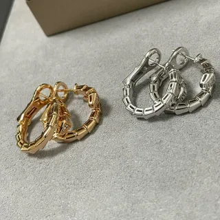 Gold and Silver Bamboo-Link Hoop Earrings