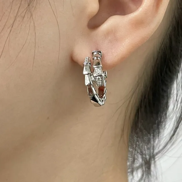 Gold and Silver Bamboo-Link Hoop Earrings 9
