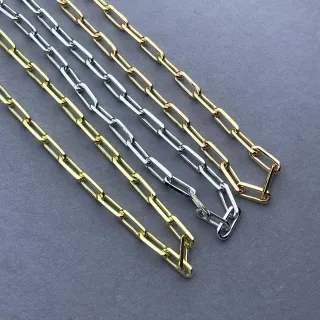 金银扁平矩形链条项链