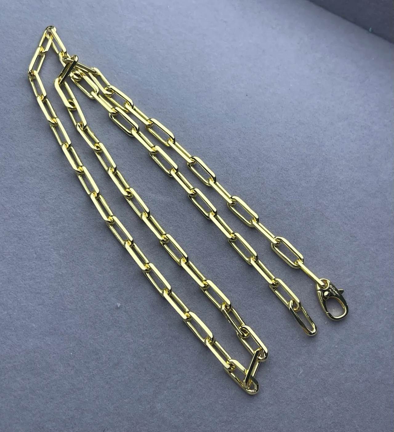 Gold and Silver Flat-Link Rectangular Chain Necklaces 2