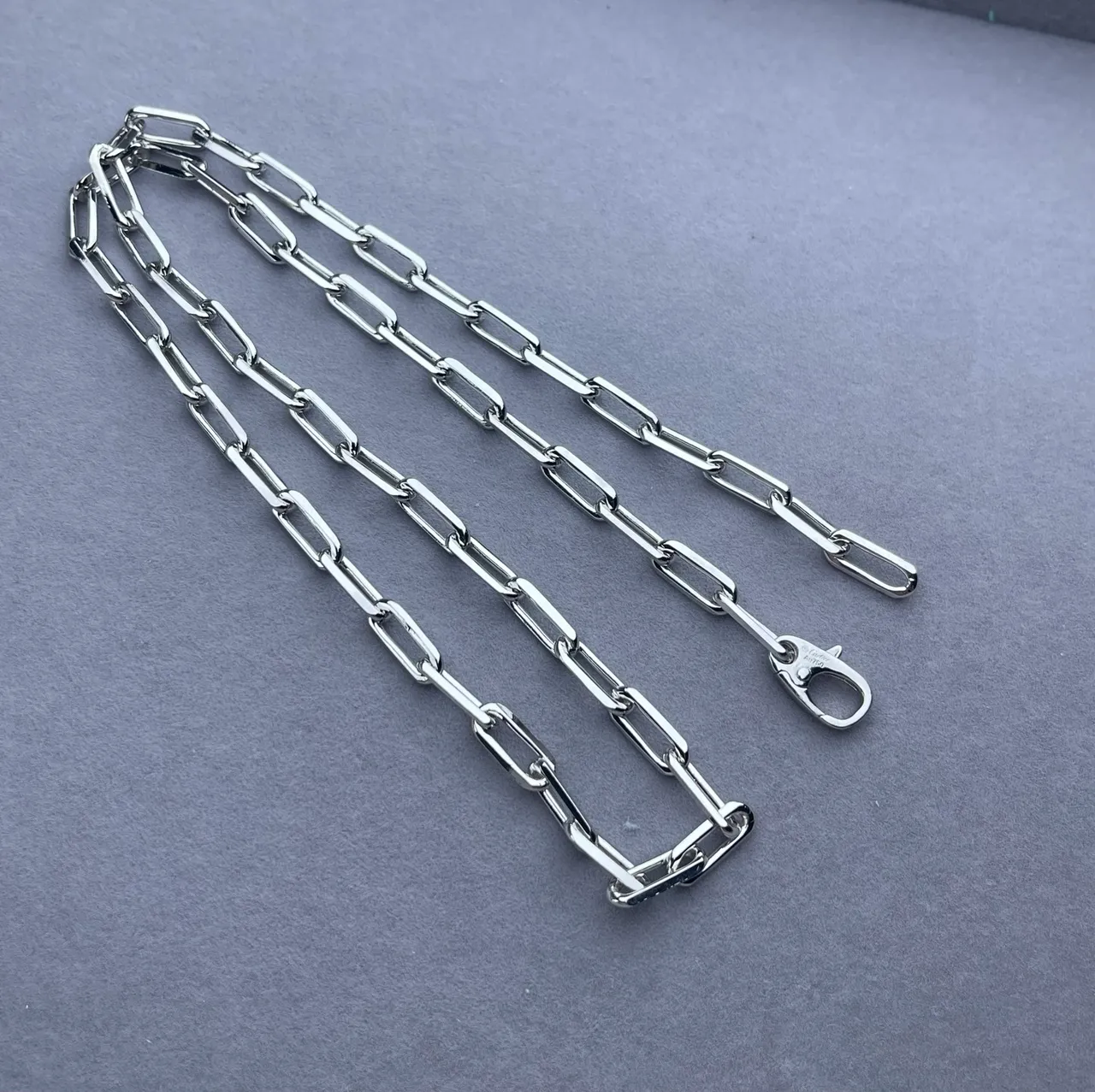 Gold and Silver Flat-Link Rectangular Chain Necklaces 3