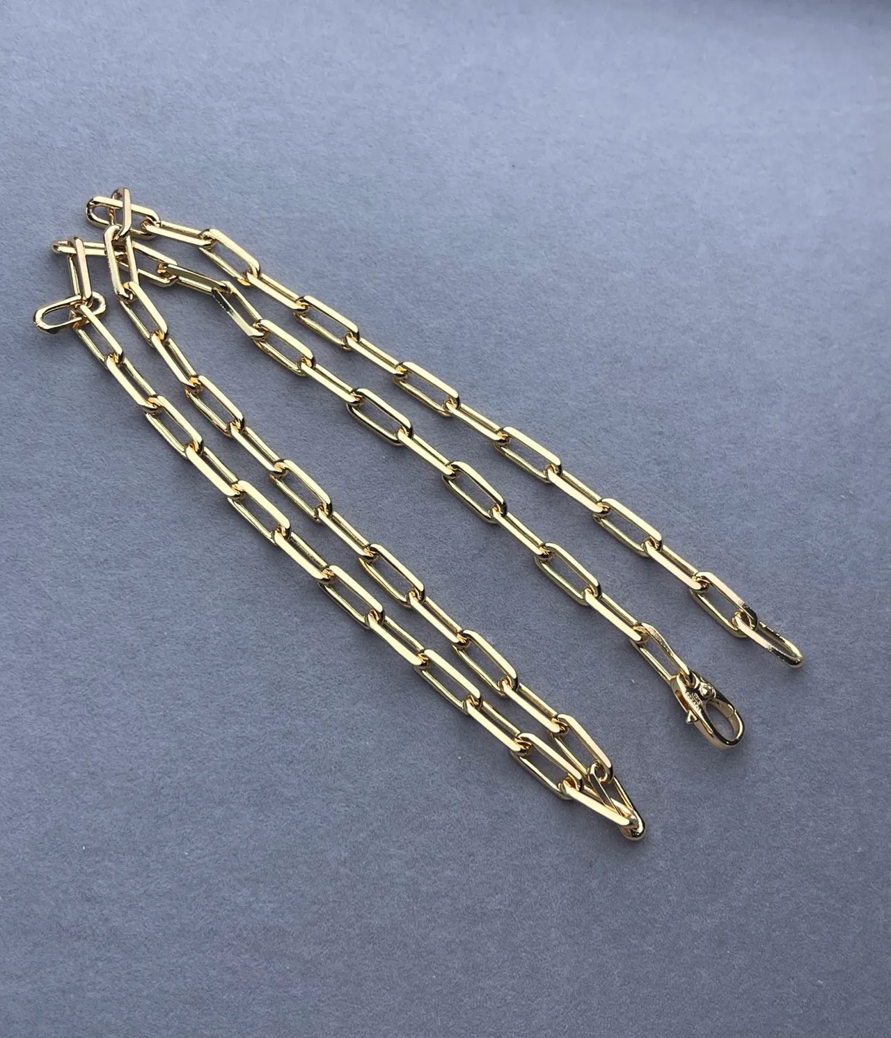 Gold and Silver Flat-Link Rectangular Chain Necklaces 4