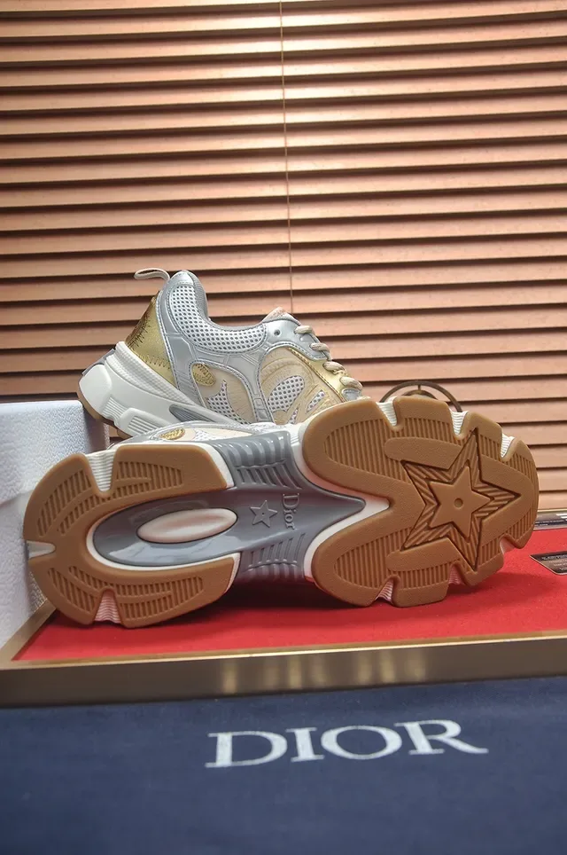 Gold and Silver Metallic Chunky Platform Sneakers 3