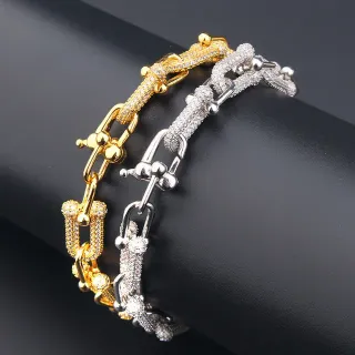 سوارات ذهبية وفضية Pavé-Set رابط سميك