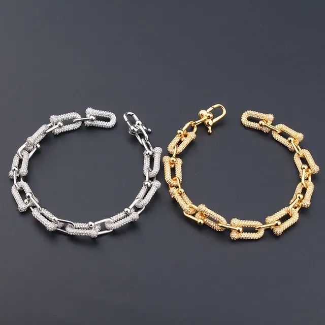 Gold and Silver Pavé-Set Chunky Link Bracelets 4