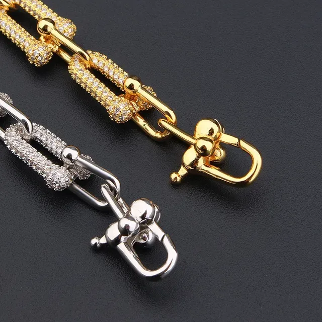 Gold and Silver Pavé-Set Chunky Link Bracelets 5