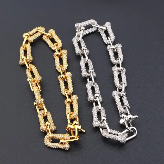 Gold and Silver Pavé-Set Chunky Link Bracelets 8