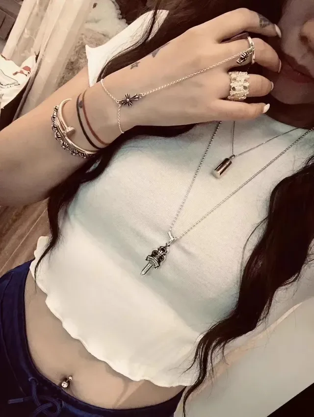 Gold and Silver Tone Floral Motif Chain Necklaces 3