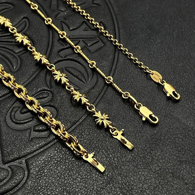 Gold and Silver Tone Floral Motif Chain Necklaces 5