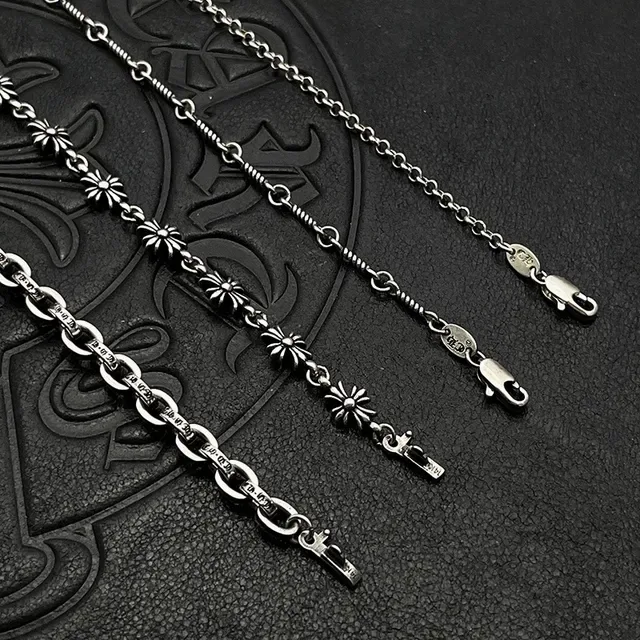 Gold and Silver Tone Floral Motif Chain Necklaces 6