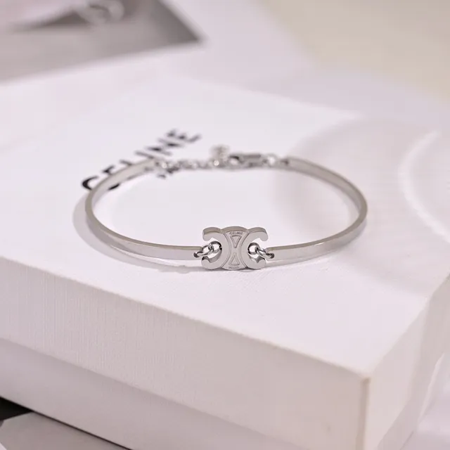 Gold and Silver Tone Monogram Motif Bangle Bracelets 8