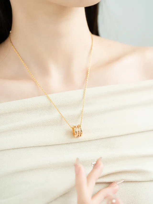 Gold and Silver Tone Multi-Ring Pavé Pendant Necklaces 3