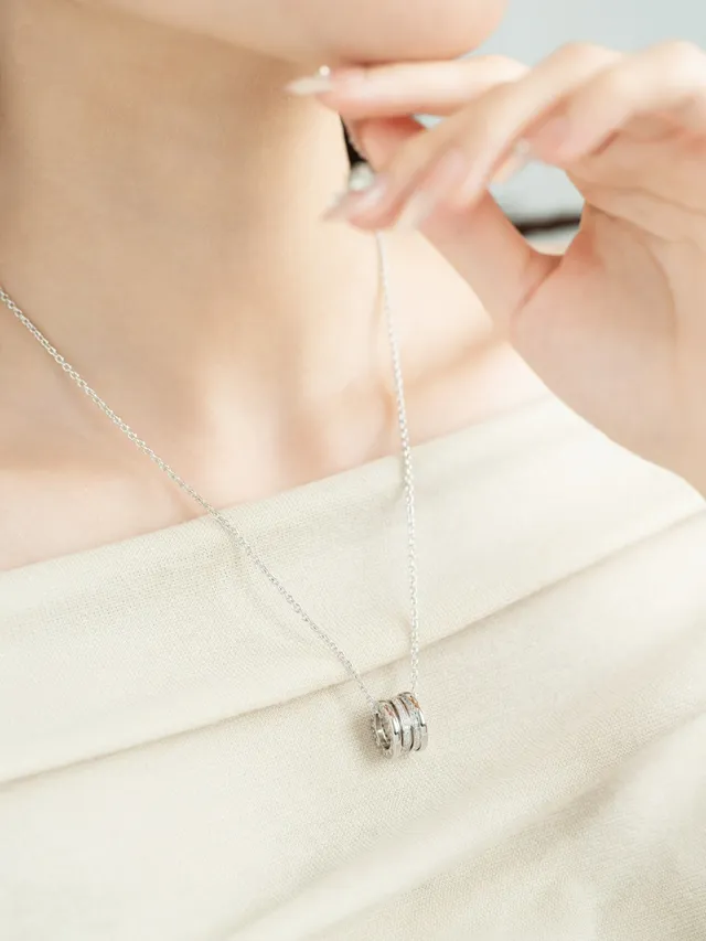 Gold and Silver Tone Multi-Ring Pavé Pendant Necklaces 6