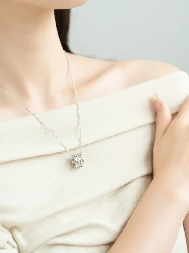 Gold and Silver Tone Multi-Ring Pavé Pendant Necklaces 7