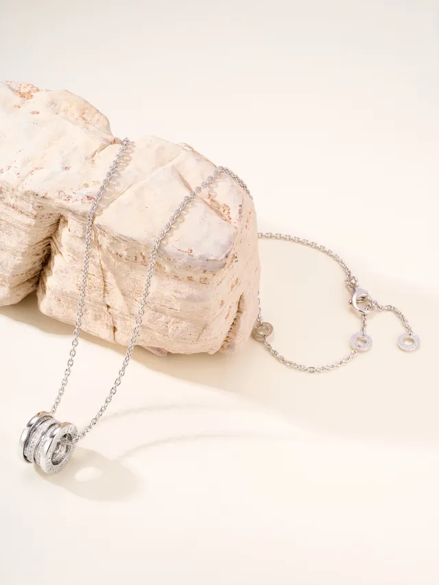 Gold and Silver Tone Multi-Ring Pavé Pendant Necklaces 14