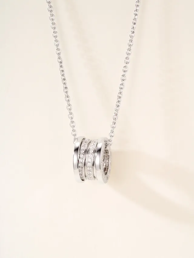 Gold and Silver Tone Multi-Ring Pavé Pendant Necklaces 17