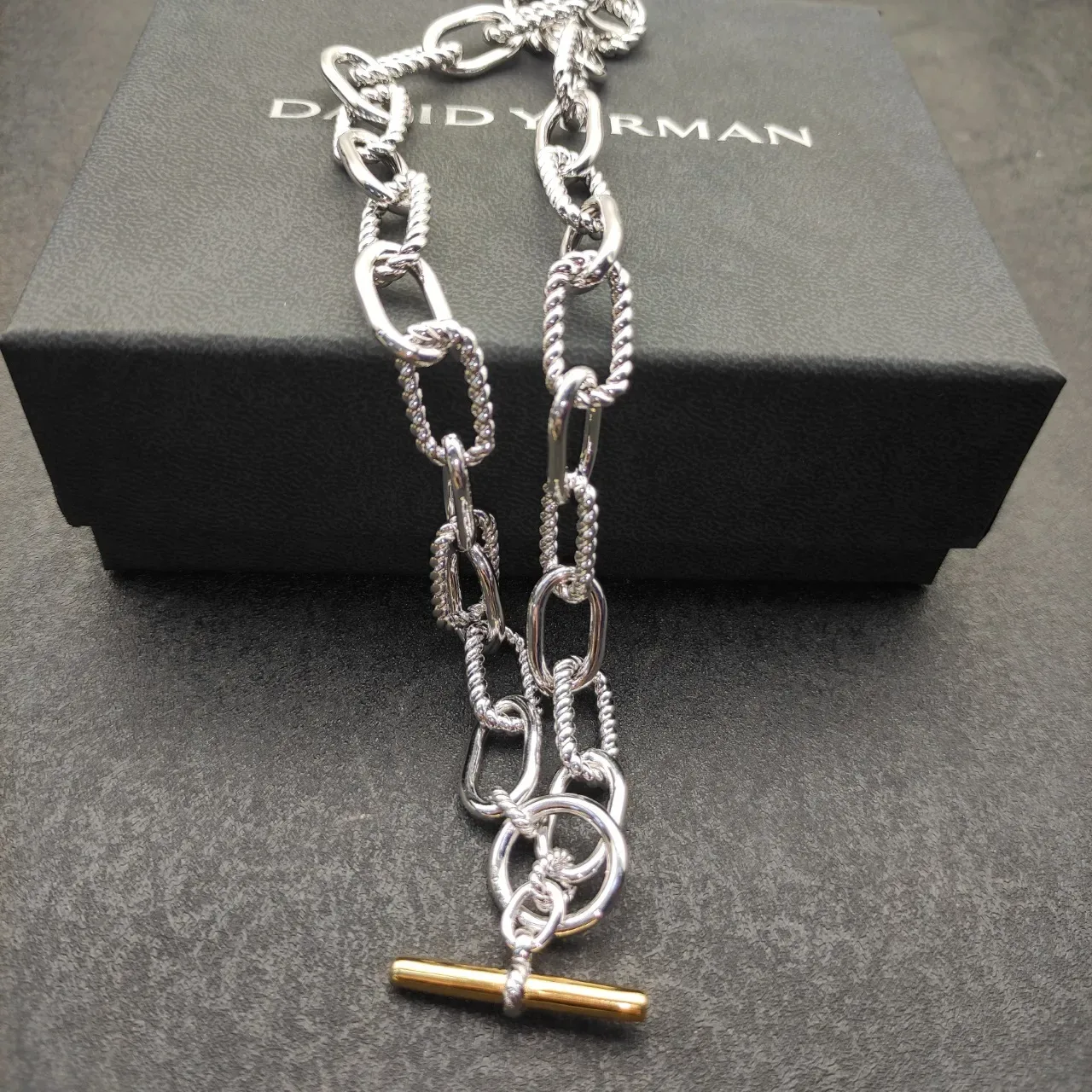 Gold and Silver Tone Twisted Rope Link Toggle Clasp Bracelets 6