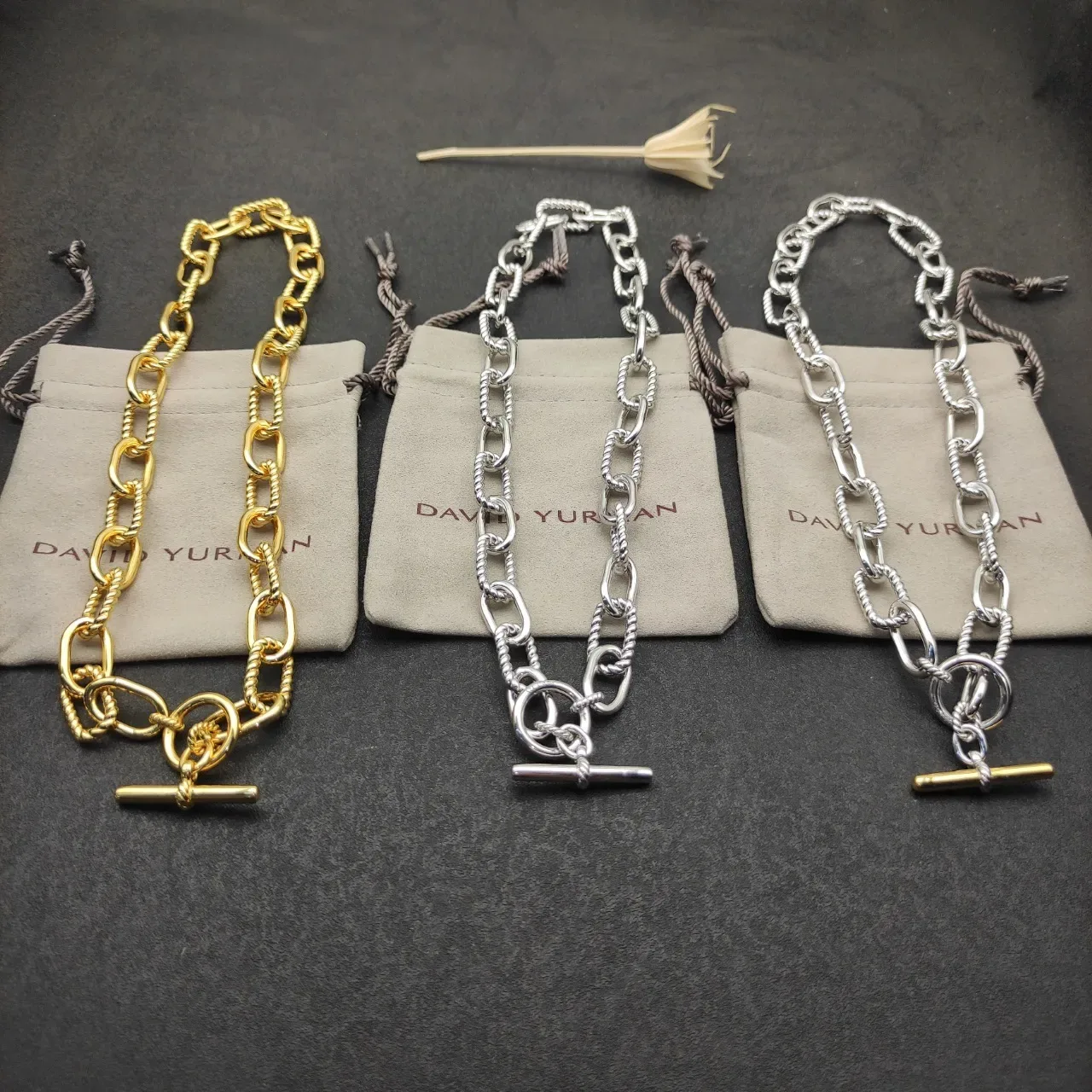 Gold and Silver Tone Twisted Rope Link Toggle Clasp Bracelets 7